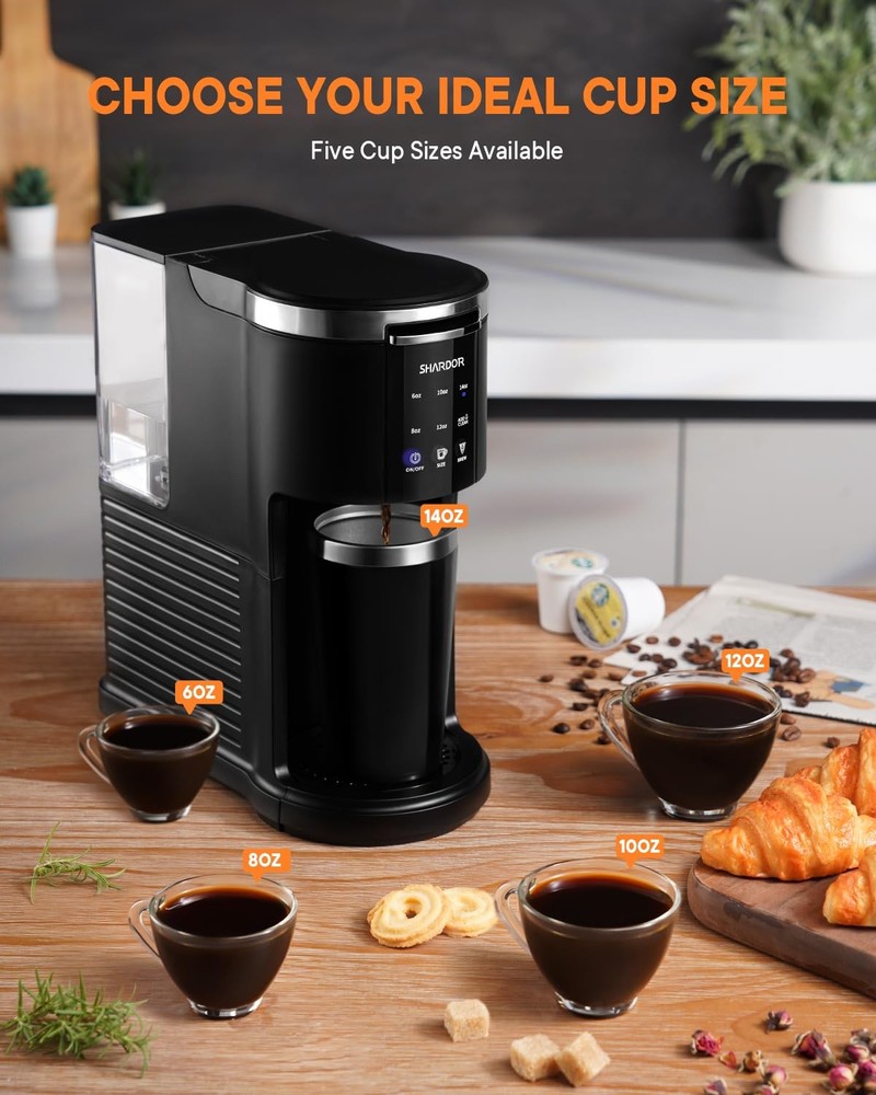 SHARDOR 3 in 1 Coffee Maker, K Cup Maker Compatible with Small, Black