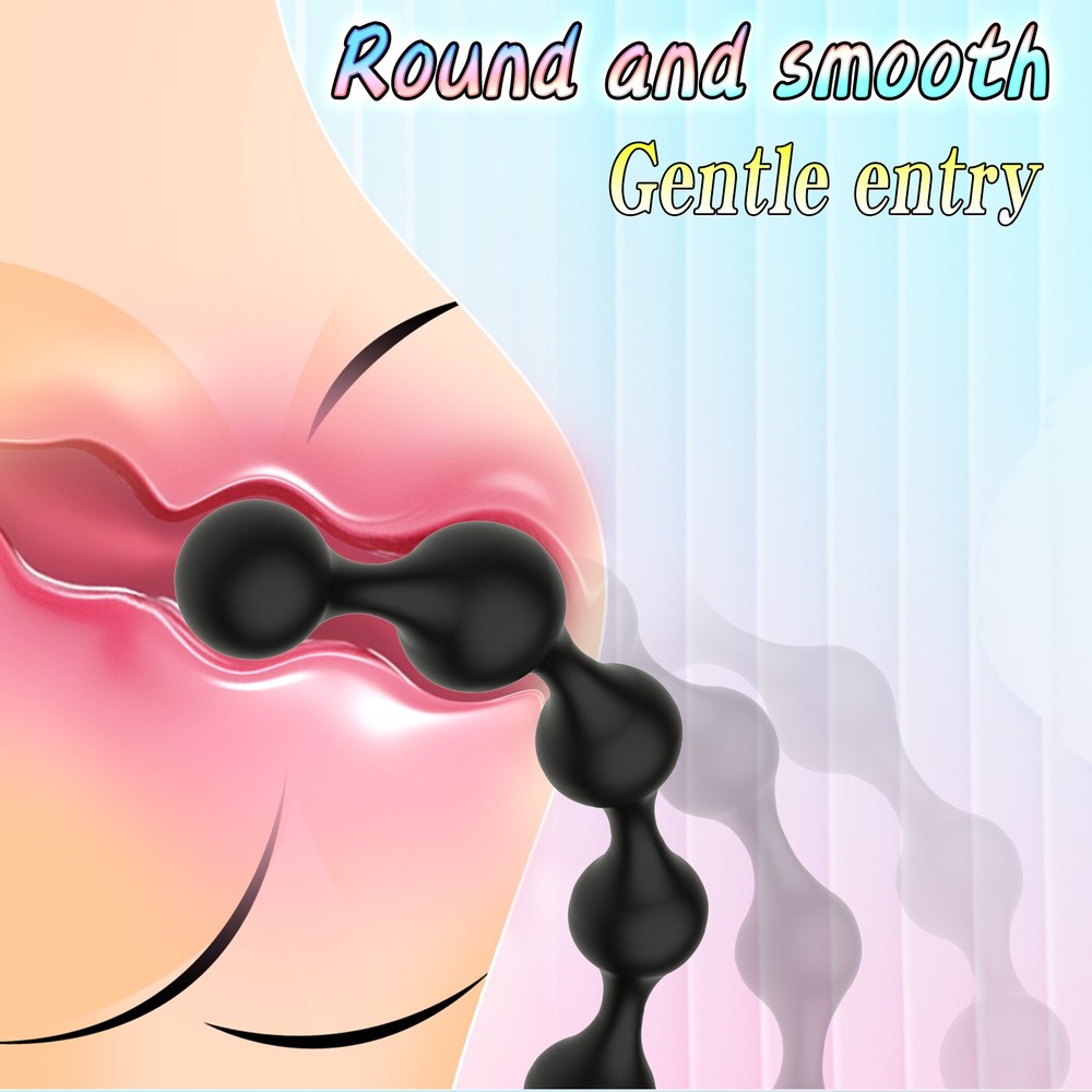 Soft Silicone Beads Plug Long Black Balls Plug Extreme Spreader Dilator