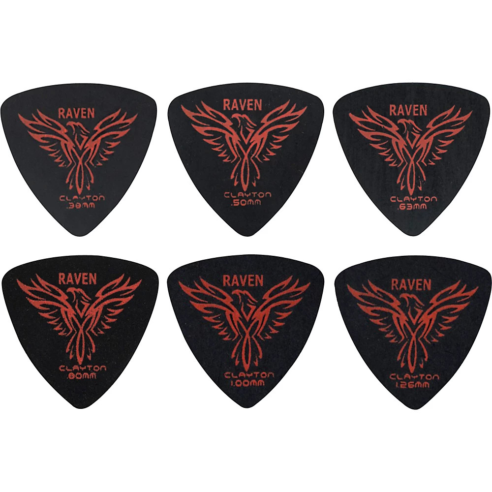 Clayton Black Raven Rounded Triangle Guitar Picks 1.26 mm 1 Dozen