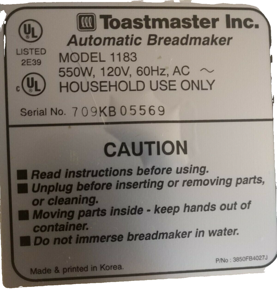 Bearing for Toastmaster Bread Maker Pan Assembly Model 1183 only