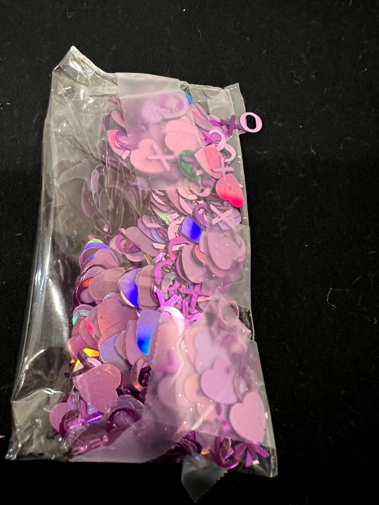 3 Small Pkgs ~1 oz total Valentine Heart Shaped Glitter Pink, Red & Assorted