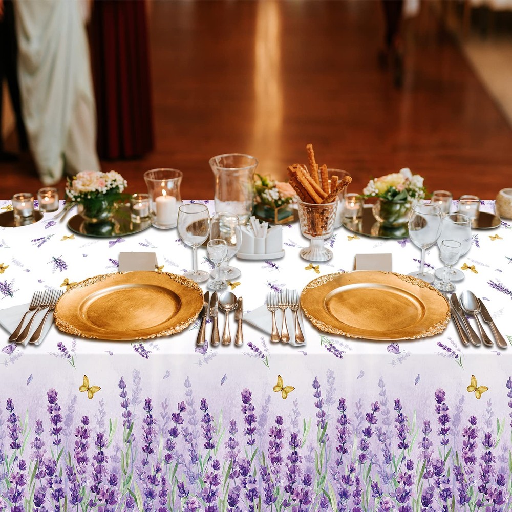 3 Pack Spring Summer Lavender Plastic Tablecloth Party 3 Pack,