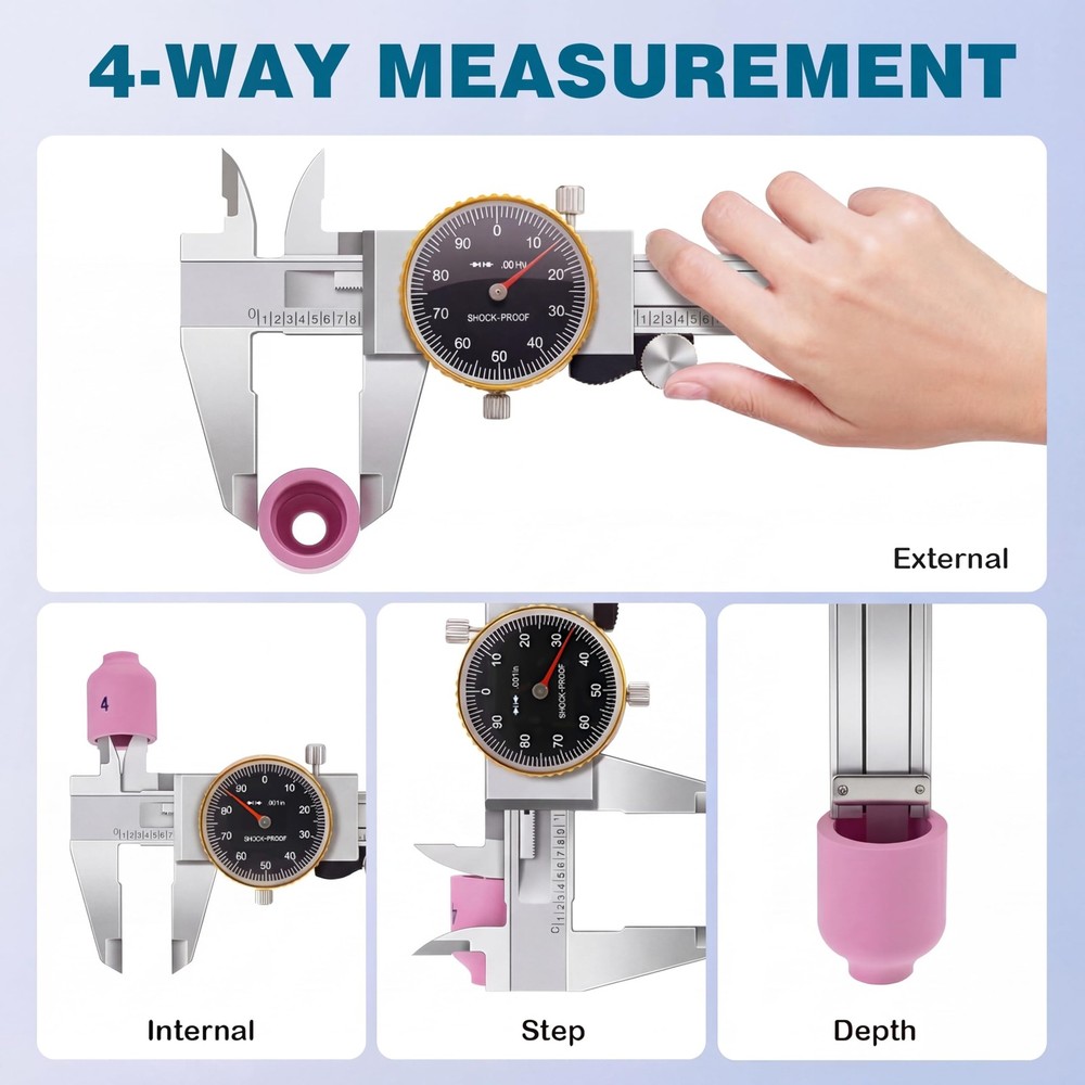 WeldingStop Precision 0-6" Dial Caliper Set with Protective Case - 0.001" Acc...