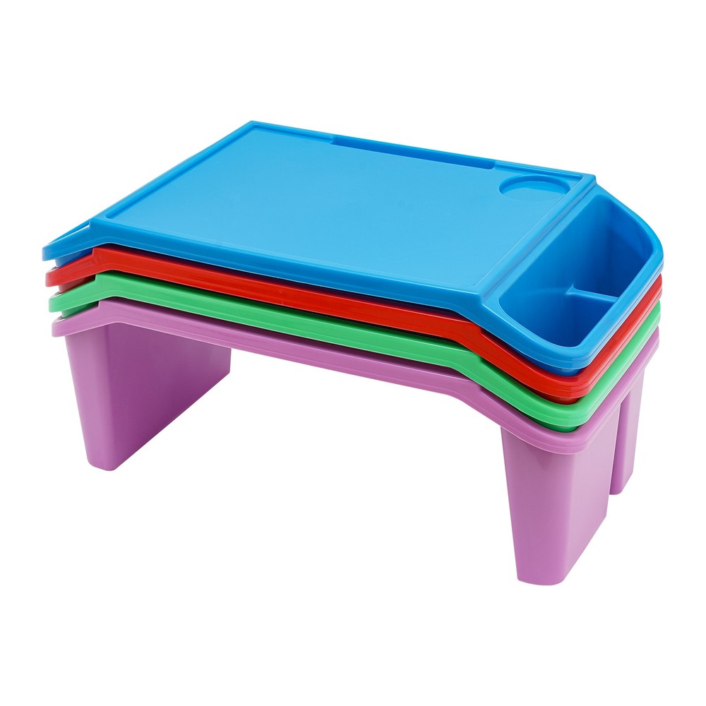 Kids Lap Desk, Portable Activity Tray with Side Storage, Stackable Plastic Desk