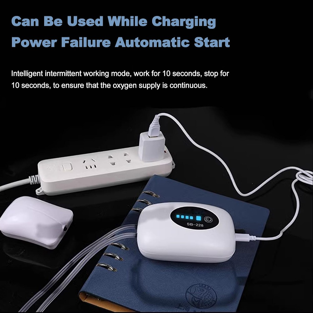 Air Pump Aerator Oxygen Pump Portable USB Rechargeable Air Bubbler For Fish Tank