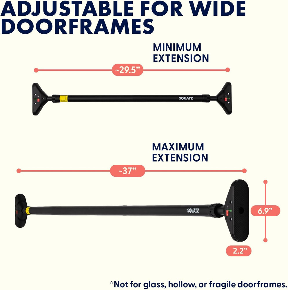 Doorway Pull up Bar, Adjustable Door Frame Pull up Bar with Level Meter, Locking