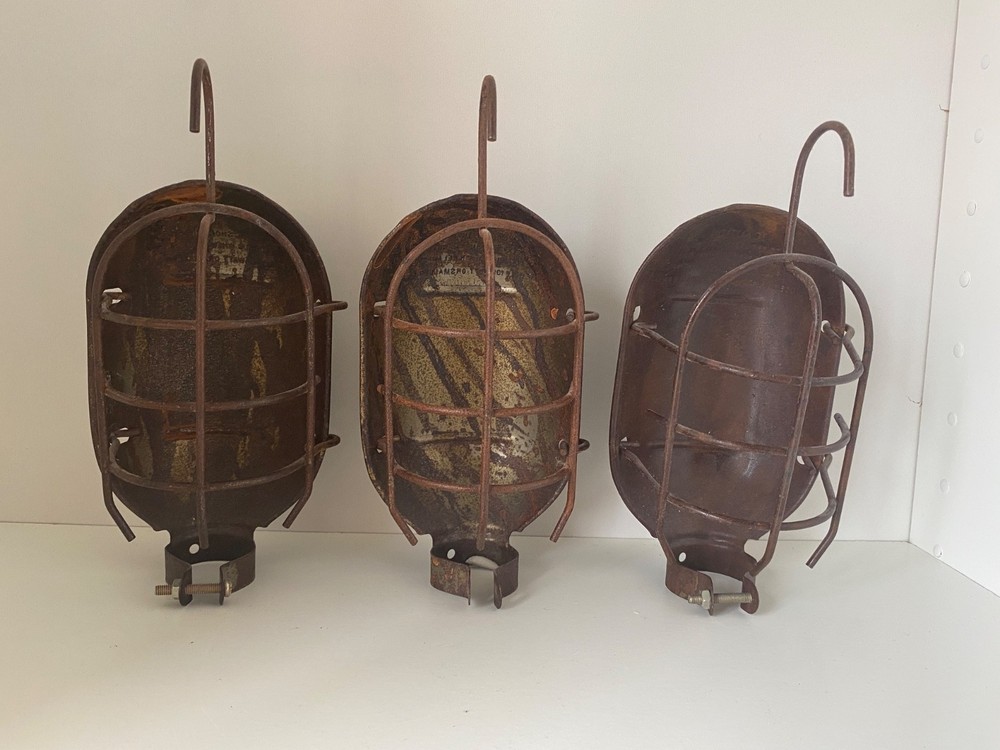 VINTAGE INTERESTING RUSTED ARCHITECTURAL  GAS LANTERN FRAMES