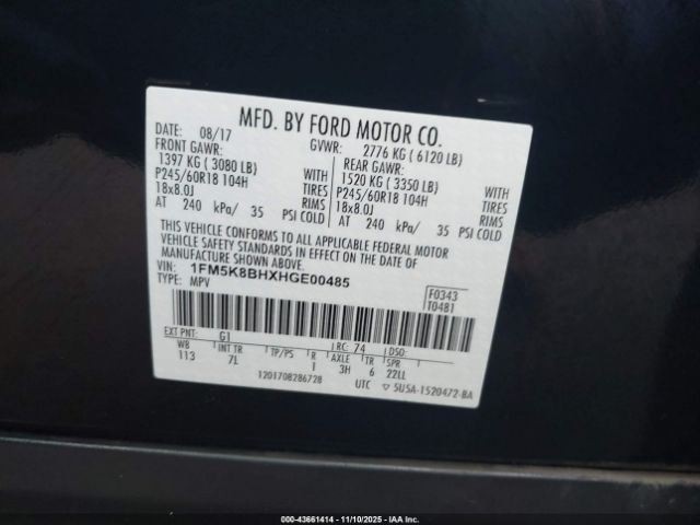 CONTROL PANEL OEM 16-18 FORD EXPLORER 1YR WRNTY