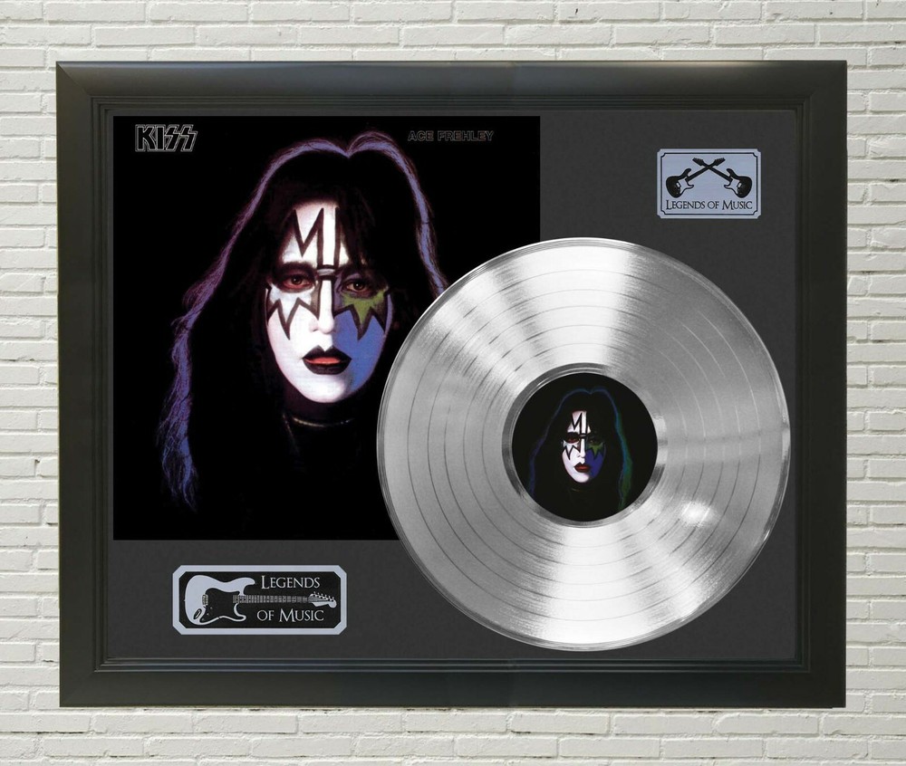 KISS Ace Frehley Framed Black wood Legends Of Music Platinum LP Record Display