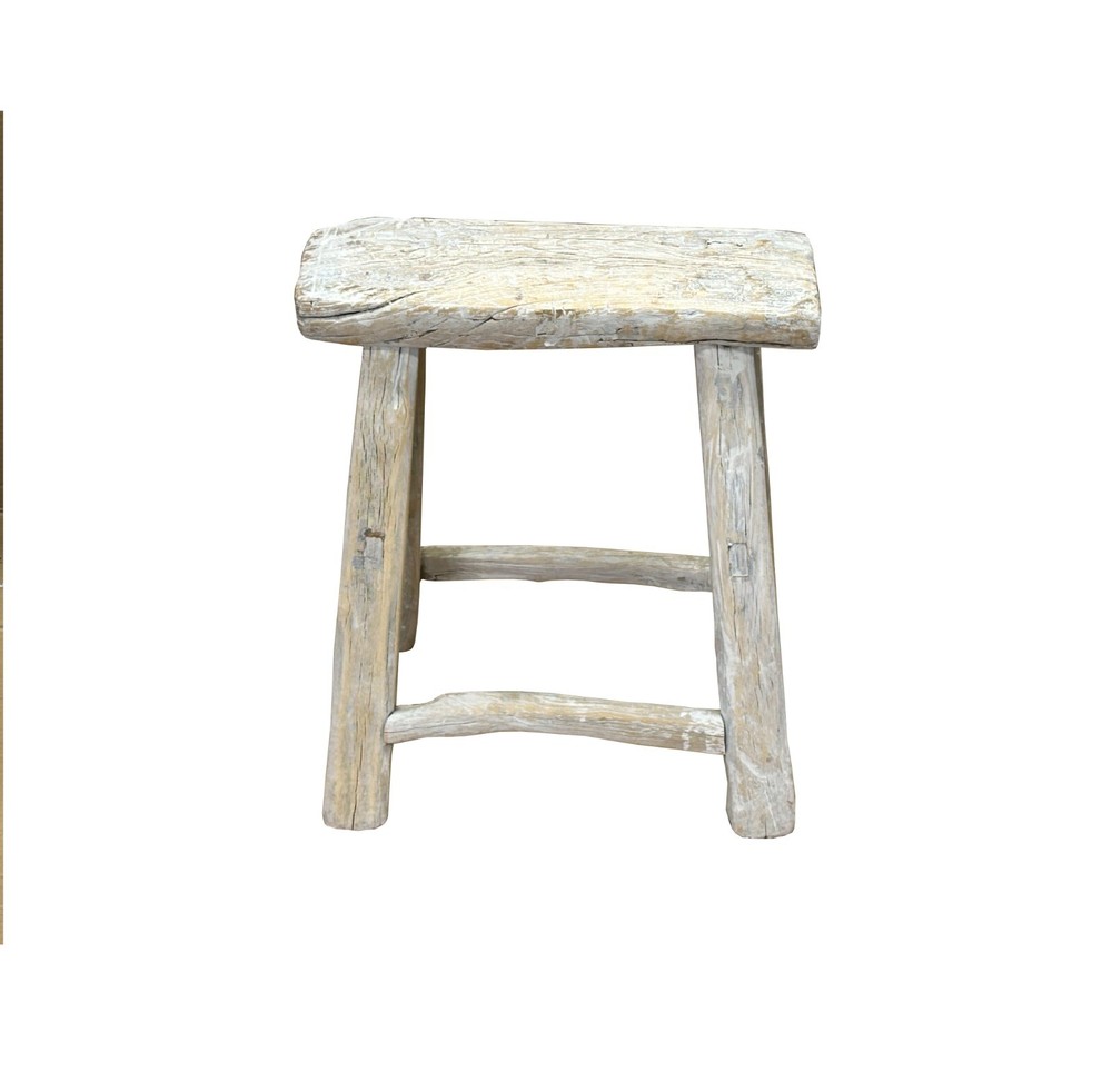 Rustic Raw Rough Wood Grain Rectangle Slim Stool Bench Side Table ws4615