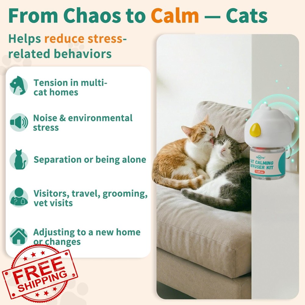 Pawith Cat Calming Diffuser Pheromones Stress Anxiety 2 Refills