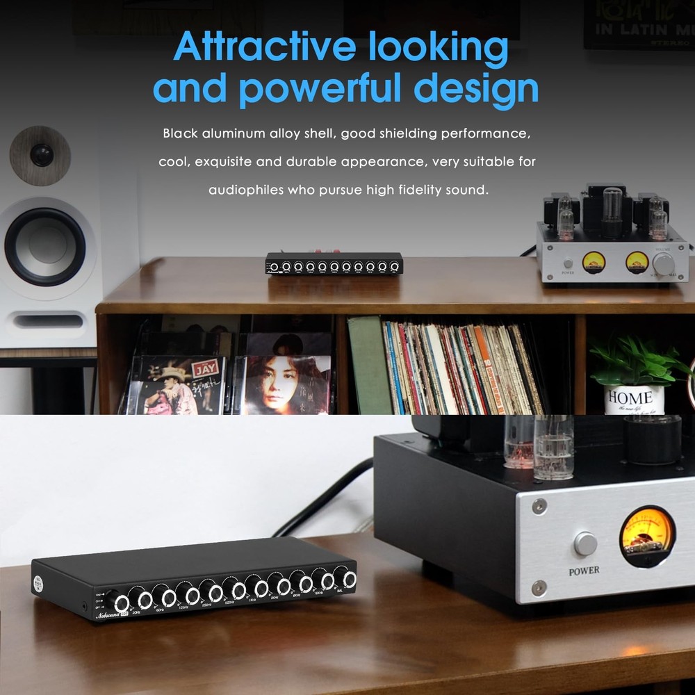 9Band Stereo Equalizer Preamp | HiFi Audio Processor with Tone Controls