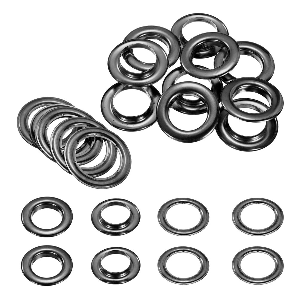 10Set Grommets Eyelets Kit 30mm Brass Eyelets with Washers, Black