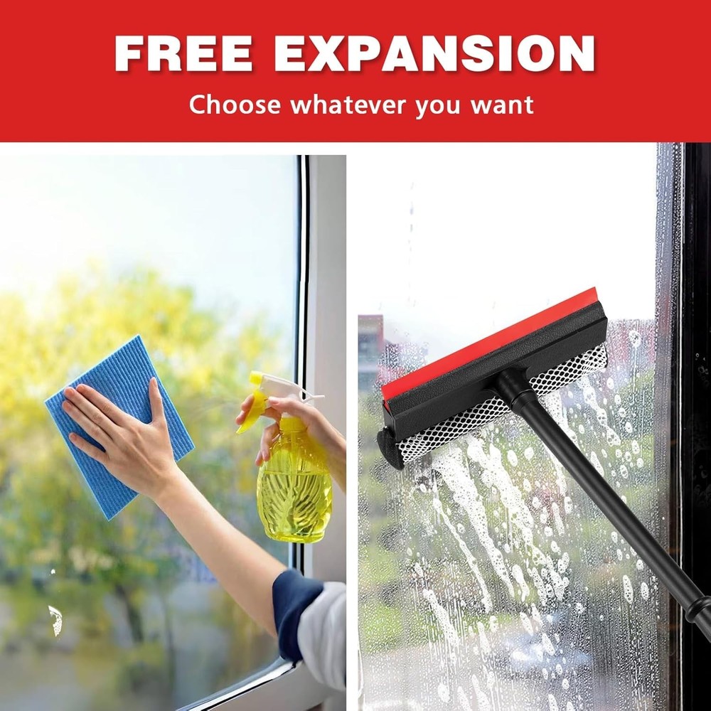 Professional 8.1" 2 in 1 Window Squeegee with 16" Long Handle,Car Squeegee fo...