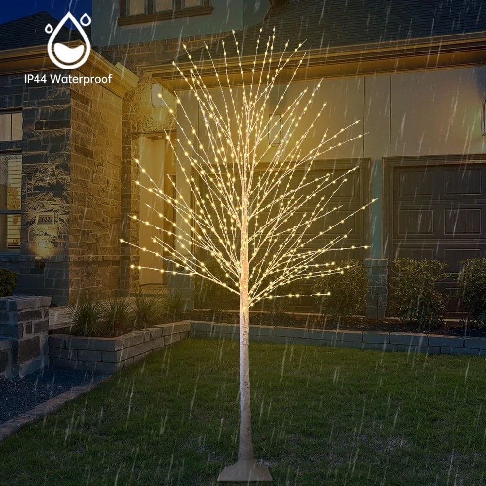 6FT Lighted Birch Tree with 880 LED Warm White Lights, 8 Modes, Timer Remote