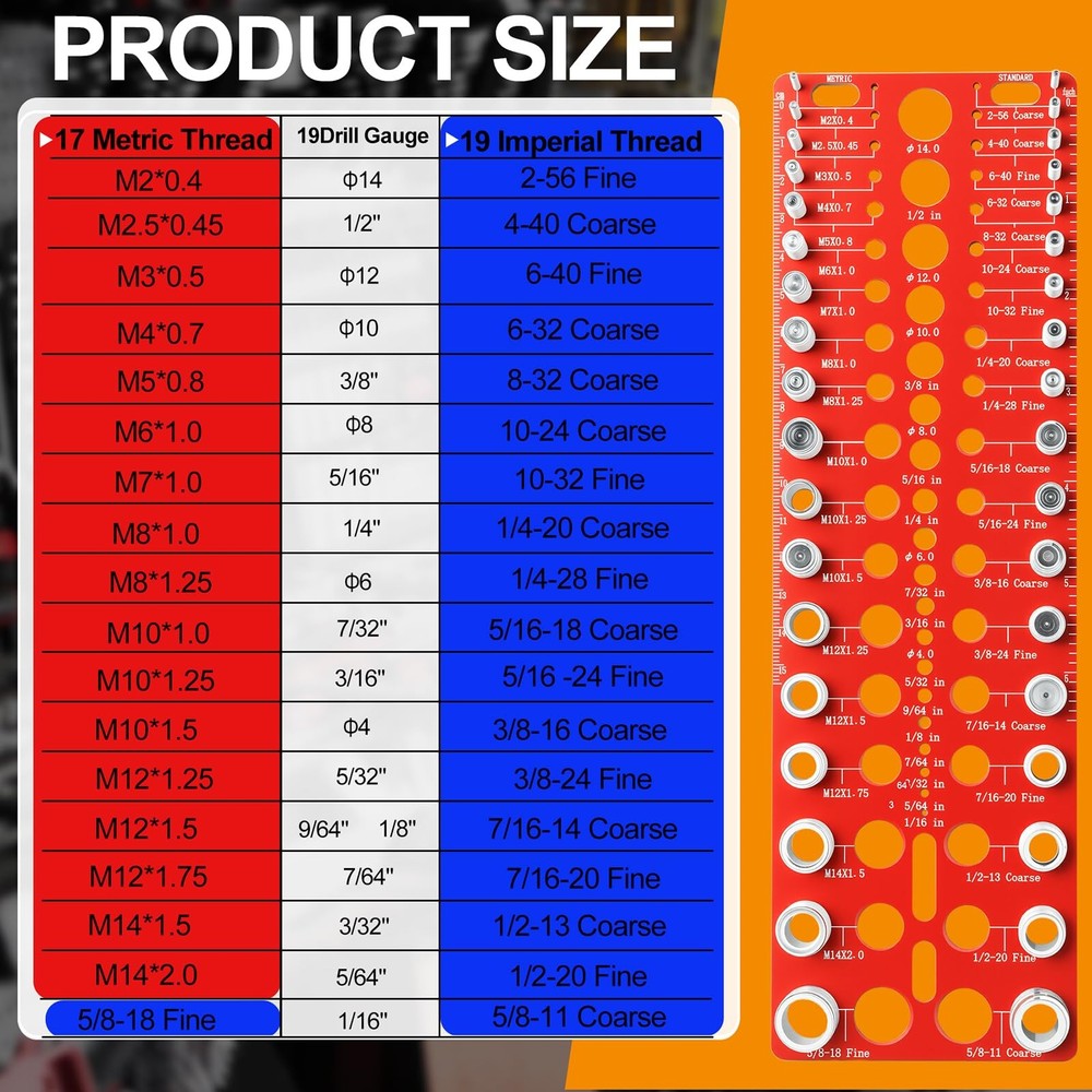 Nut & Bolt Thread Checker: Accurate Bolt Size Gauge with Drill Bit Verification