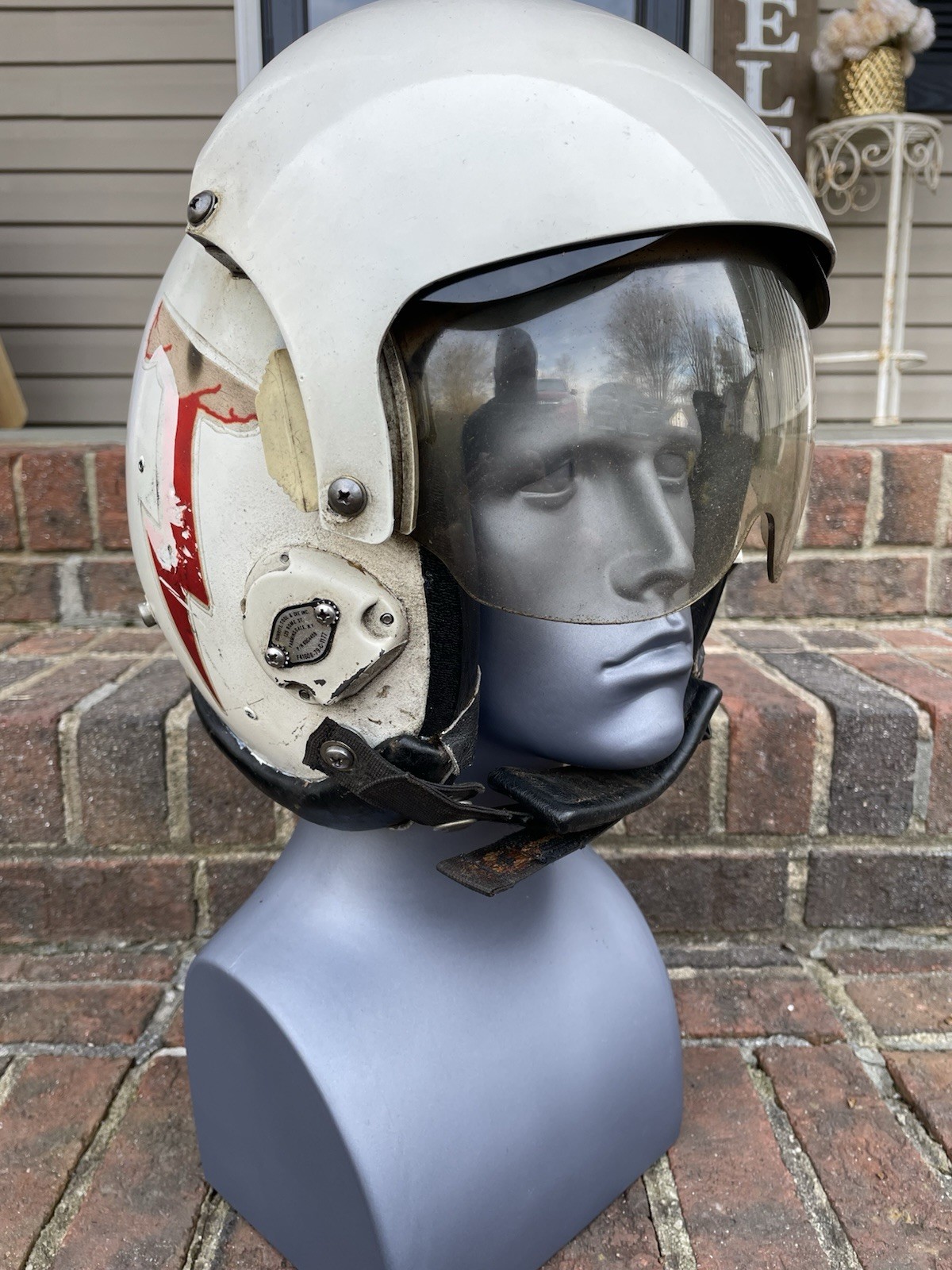 Vtg HGU-26 Dual Visor Gentex Flight Fighter Pilot Helmet Partial decals