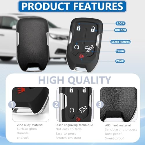 Keyless Entry Remote Control Key Fob Replacement 5 Button for Chevy Silverado