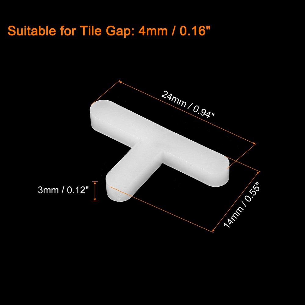 100Pcs Wall Floor Tile Plastic T Shape Spacers Tiling Tools 4mm 5/32" White