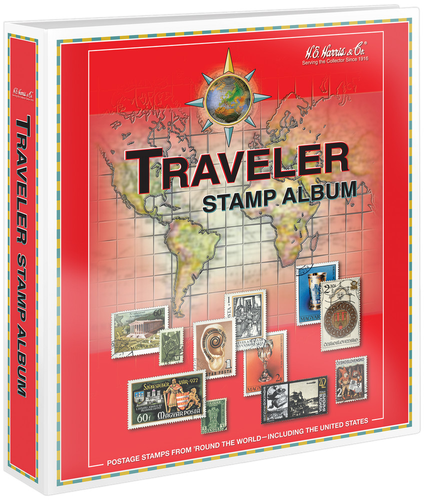 H.E. Harris Traveler Worldwide Postage Stamp 3-Ring Binder