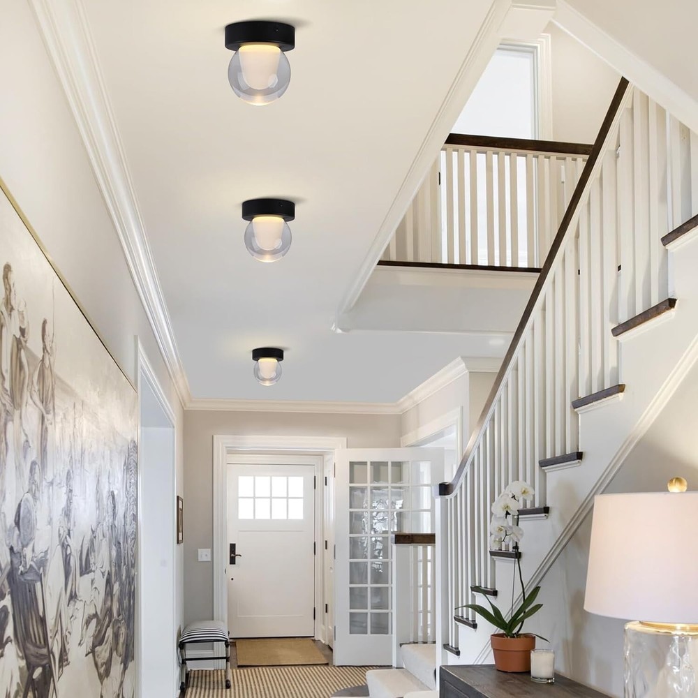 Mini Globe Semi Flush Mount Ceiling Light Fixture, Small Close to Black