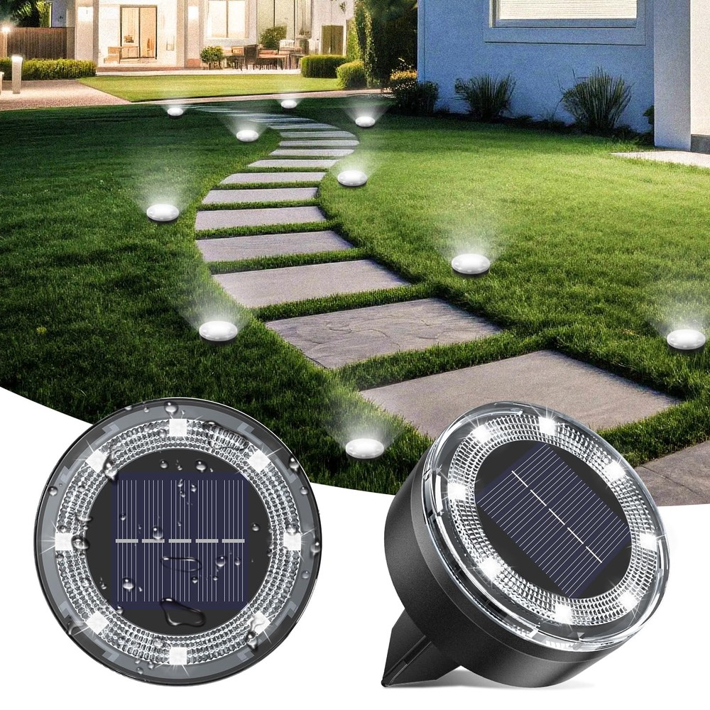 vighep Mini Solar Ground Lights, 2 Pack Lights S-2PACK, Cold White