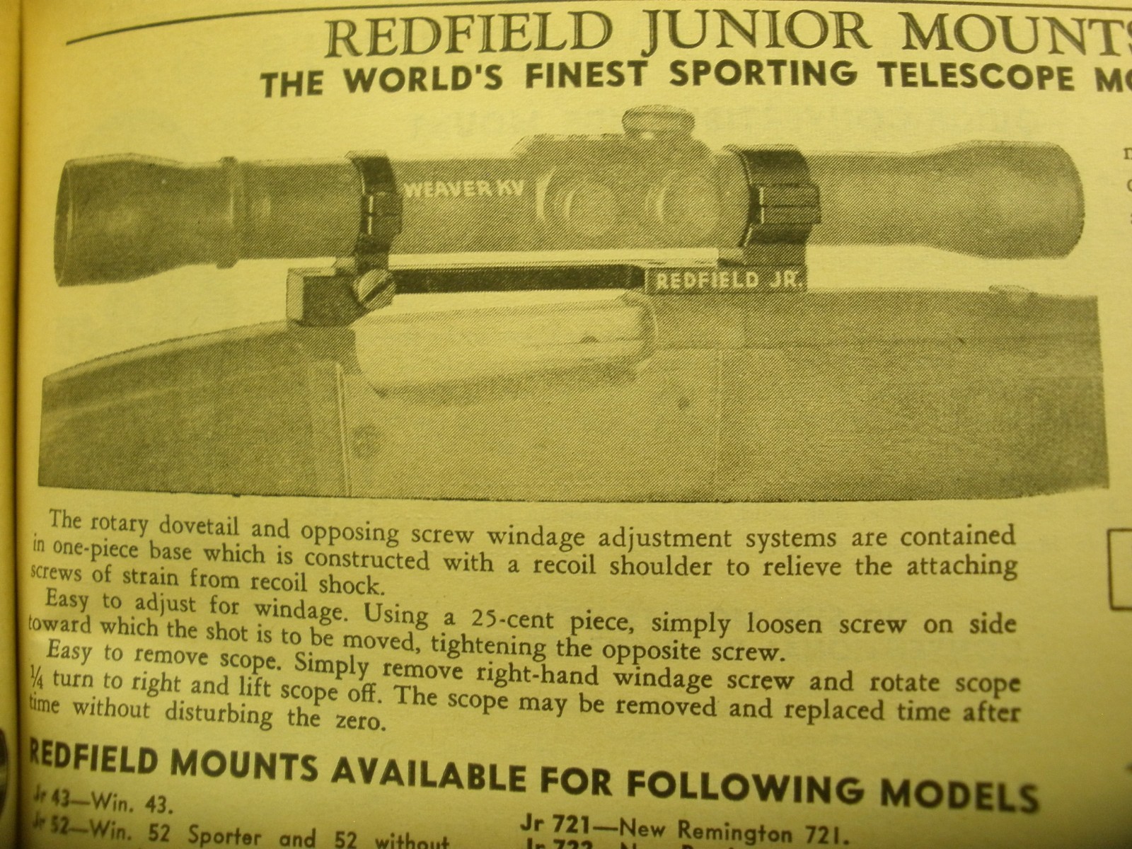 Pat. No. REDFIELD JR-99R base & Streamline ring set for post-'55 SAVAGE 99