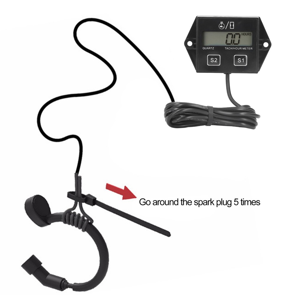 LCD Screen Motorcycle Tachometer Timer For 2/4Stroke Gasoline Engine Univer BXAL