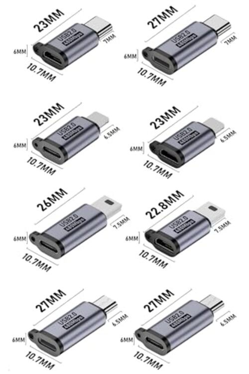 USB C to Micro USB/Mini USB/Lighting Adapter, Light-ning to USB C/Micro USB