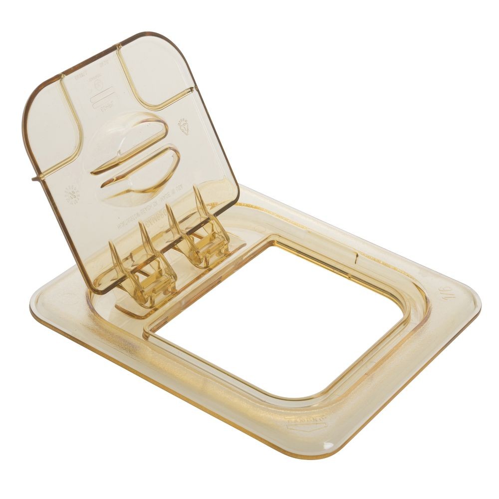 Cambro 60HPL772 Amber 1/6 Size Solid Flip Lid