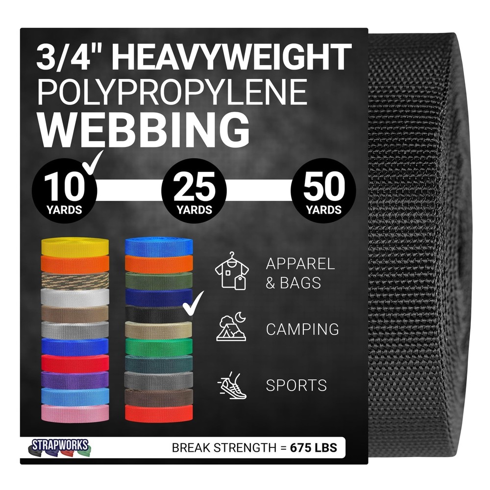 Strapworks Heavyweight Polypropylene Webbing - Heavy Duty Poly Strapping