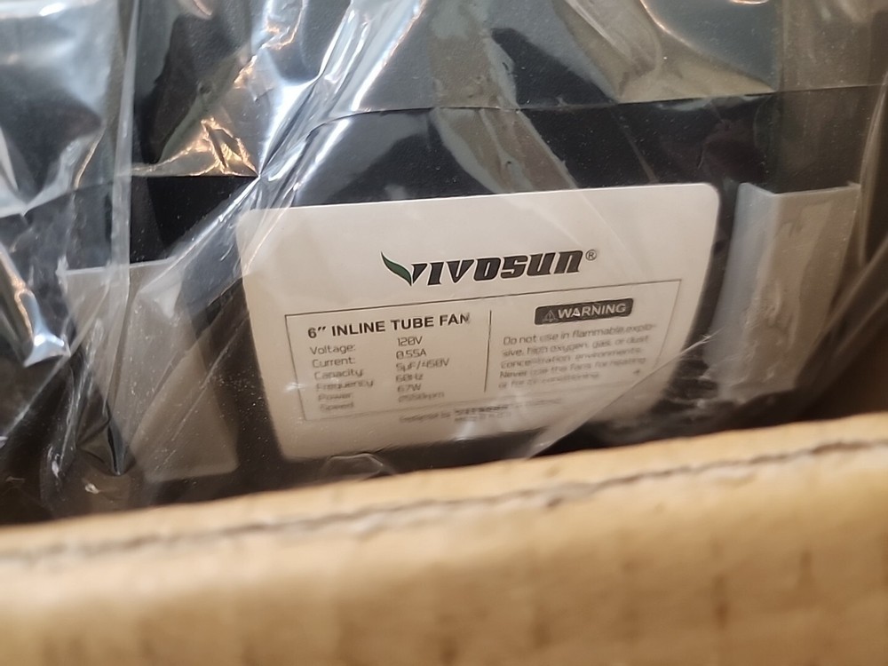 Vivosun 6" 390 CFM Inline Duct Fan W/ Variable Speed Controller 306201P-6