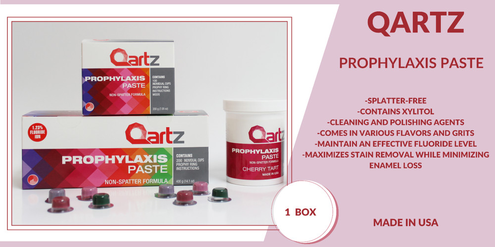 QARTZ PROPHY PASTE CUPS MINT COARSE 200/BOX DENTAL NON SPLATTER W/FLOURIDE