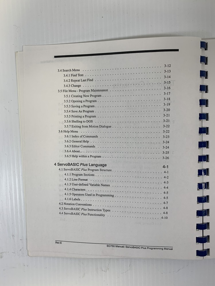 Pacific Scientific ServoBASIC Plus SC750 Programming Manual Version 2.8