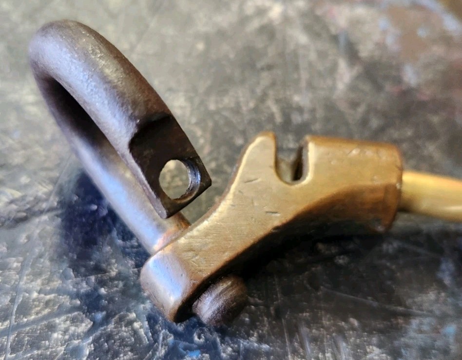Original Civil War Brass And Iron Caisson Limber Lock W/ Repro Brass Key Works