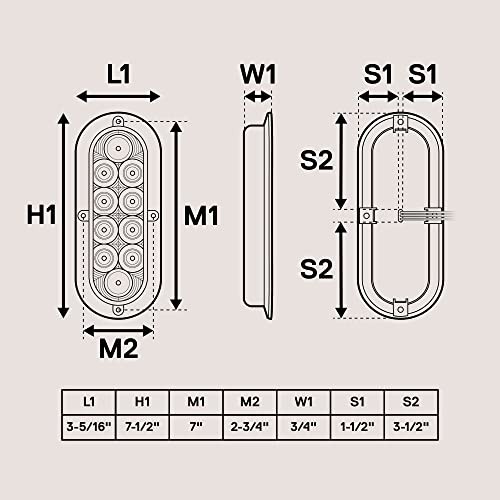 TRUE MODS 2pc Clear 6 inch Oval LED Reverse Trailer Tail Light Kit 2 Pack White