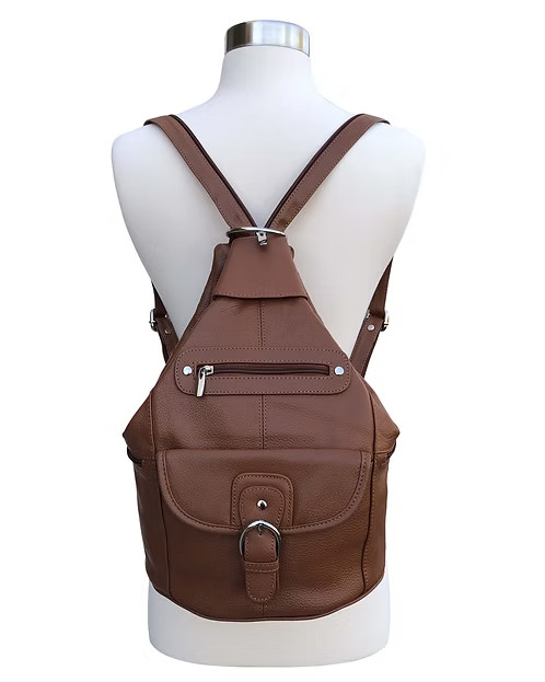 Roma Leathers Snap Buckle Lockable Convertible Backpack