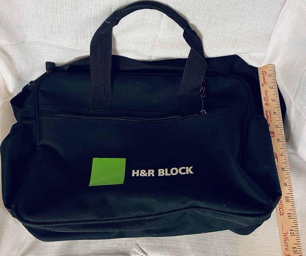 H&R Block Logo Computer Travel Shoulder Bag Document /Briefcase Side Pockets