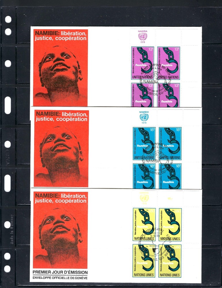 1978 Namibia FDC's (MI Blocks of 4) - Both Offices - UNPA Cachet (704)