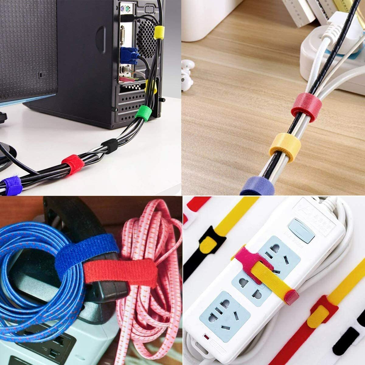 6- Color Microfiber Straps Hook Loop Reusable Fastening Cable Ties Wholesale