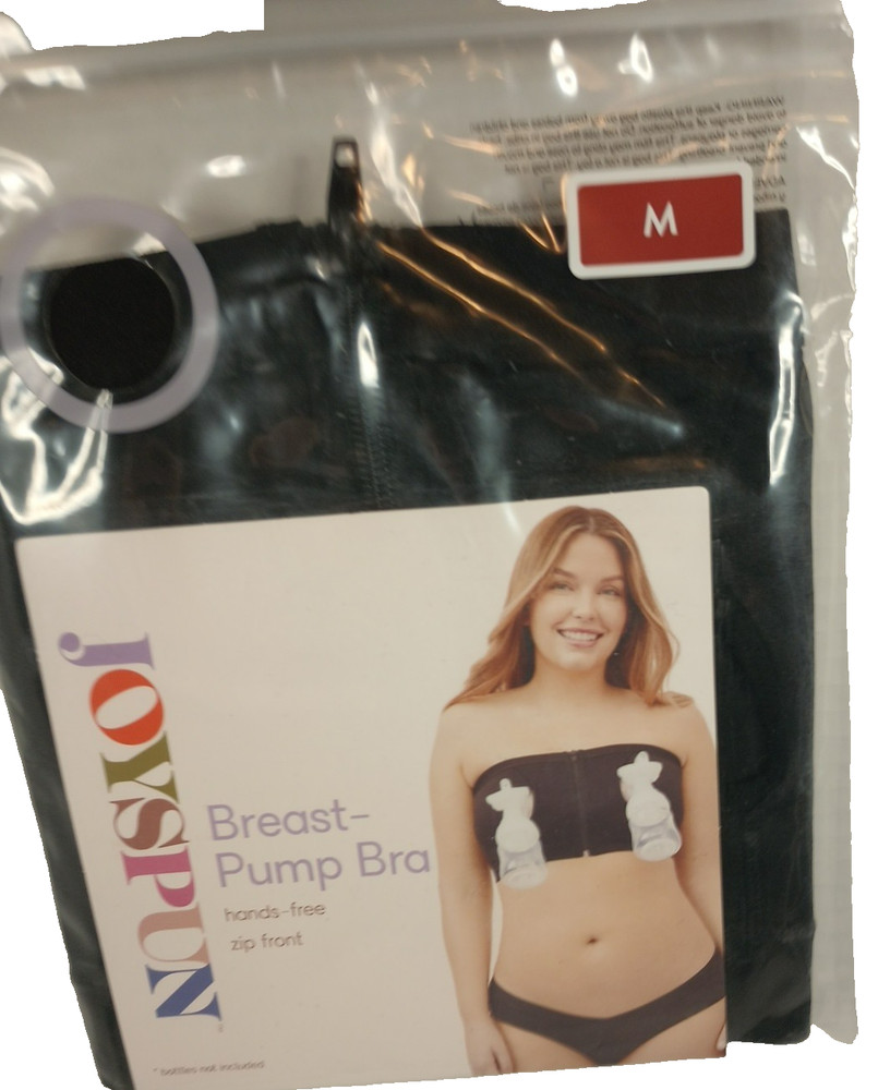 Joy Spun Black Breast Pump Zipper Front Bra  Size Medium New