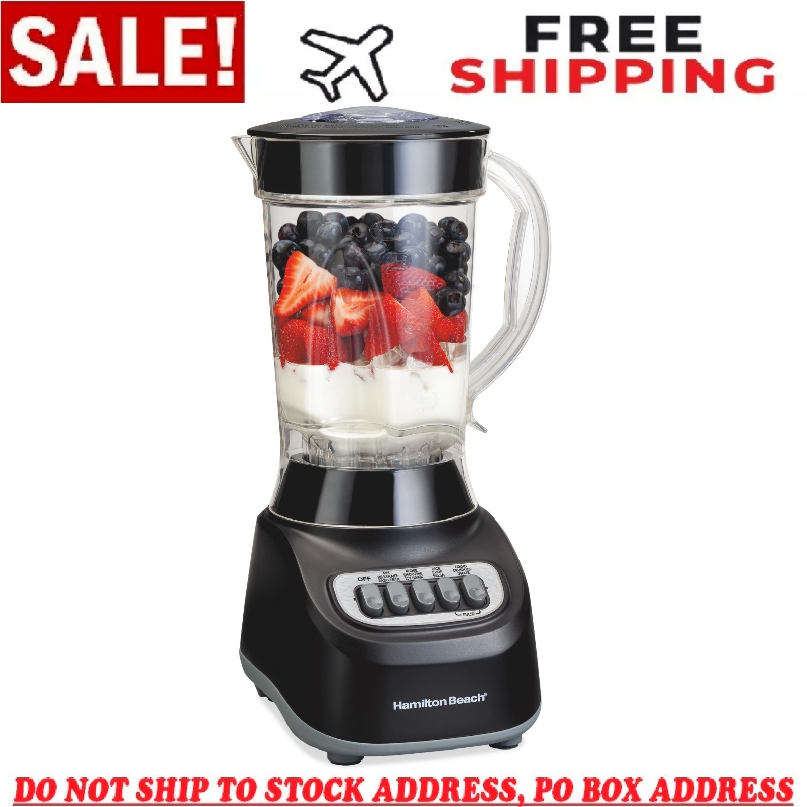 Hamilton Beach Smoothie Blender, 48 oz. Jar, Stainless Steel Blade, High Speed,