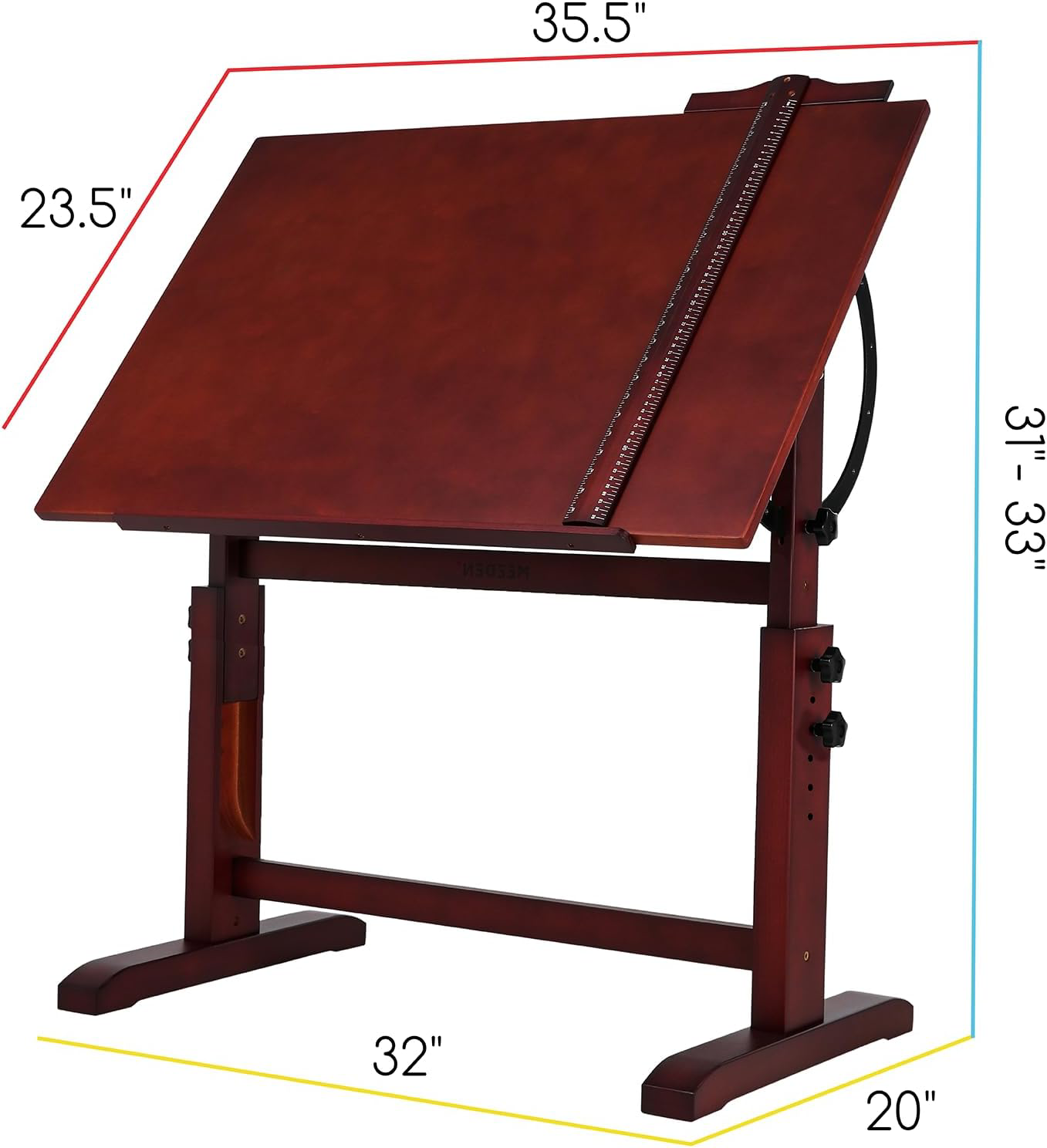 MEEDEN Wood Drafting Table,Artist Drawing Table with Height Adjustable & Tilting