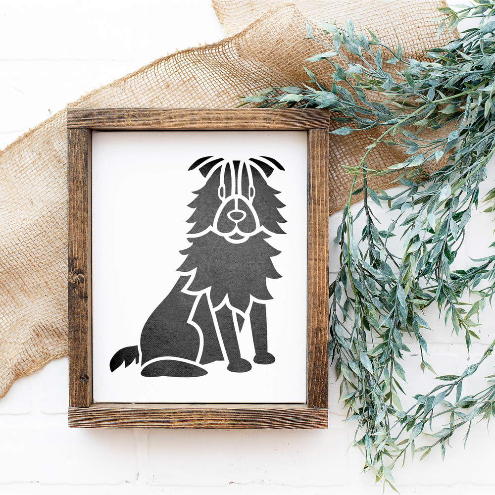 Cartoon Australian Shepherd Stencil