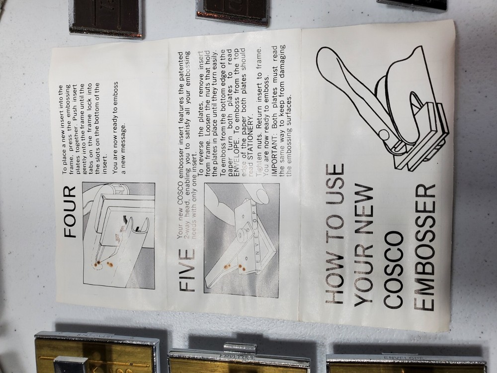 Vintage Cosco Embosser Metal Inserts