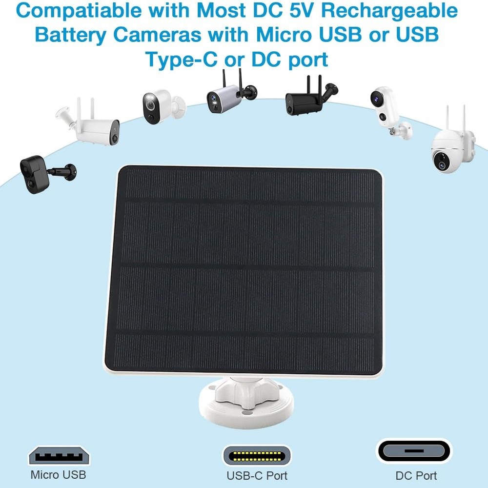 Solar Panel for Security Camera,5W USB Solar Panel for Cameras DC 5V,Camera S...
