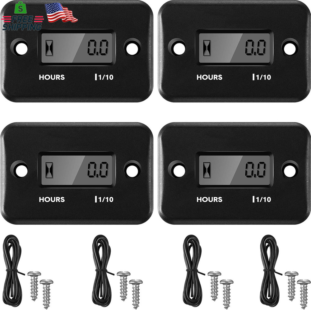 4 Pieces Hour Meters for Small Engines Inductive Digital Engine Meter Automatica