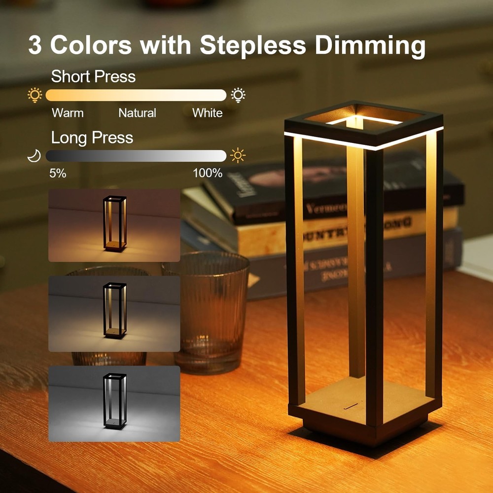 Cordless Table Lamp Rechargeable, IP55 Waterproof, 60h Runtime Protable Outdo...
