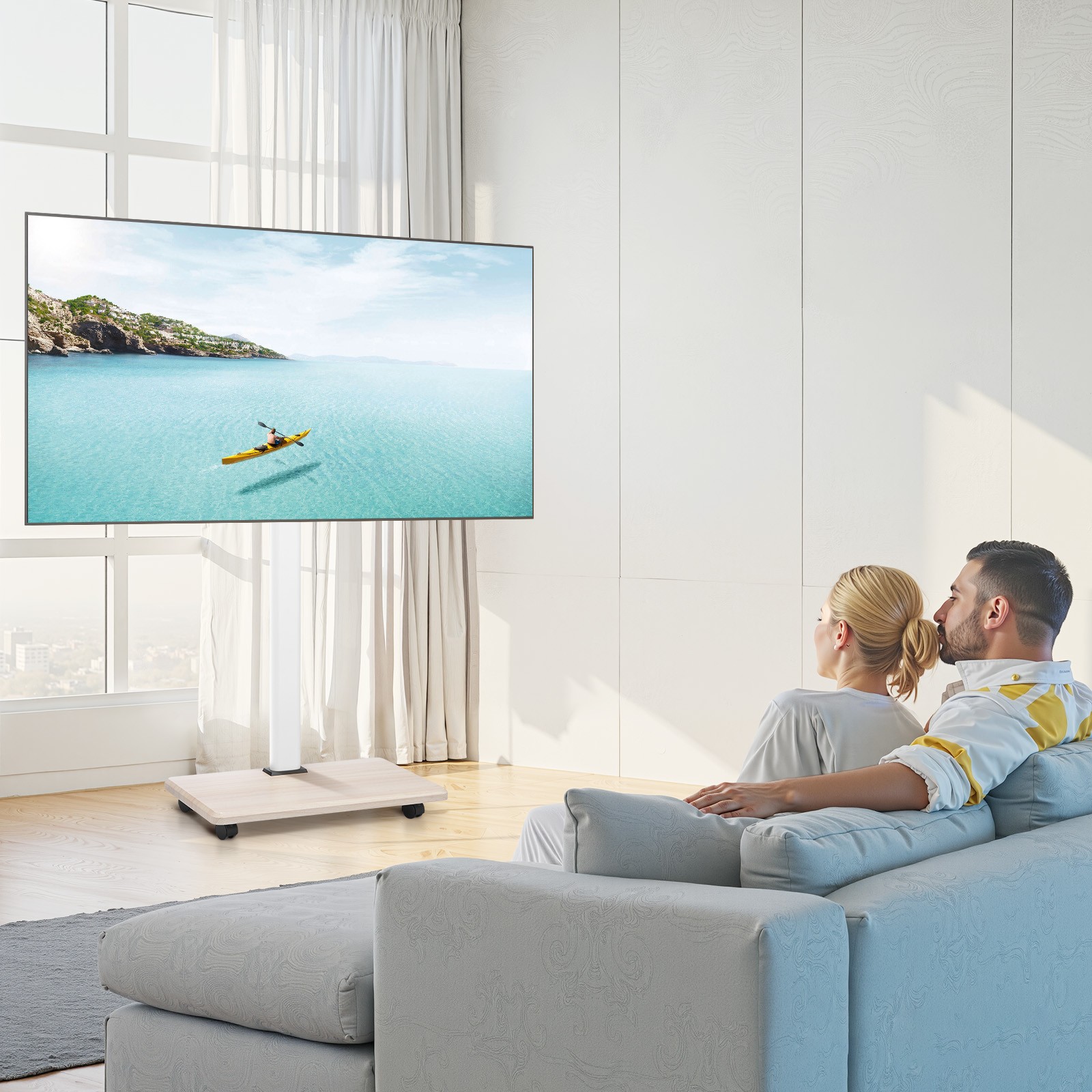 Rolling TV Stand Mobile TV Cart Holds Up to 99 lbs for 32-70 Inch Screens