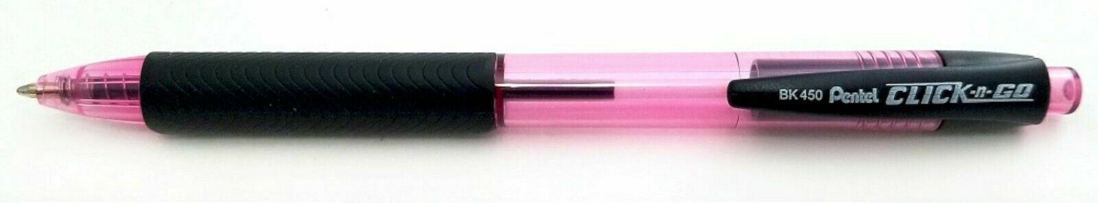 NEW Pentel 144 x Click-N-Go Ballpoint Pen Black INK Pink Barrel Retractable BULK